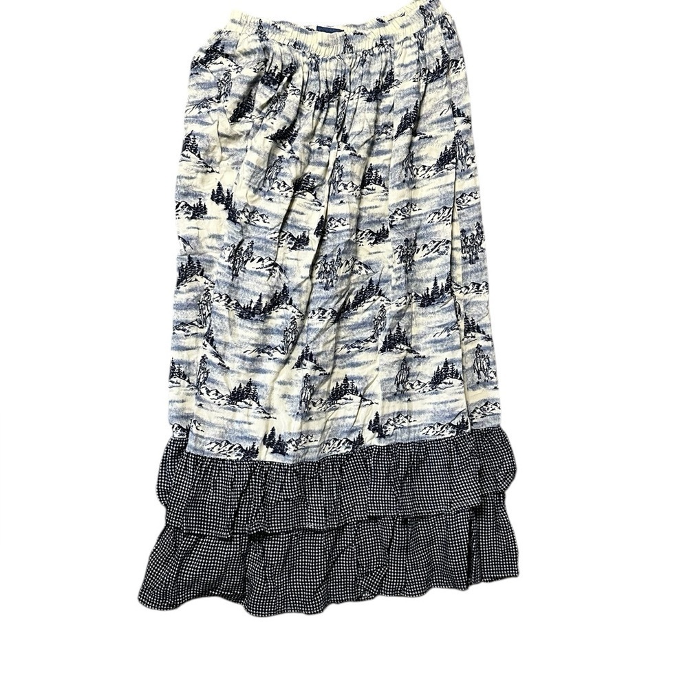Vintage 90’s Women’s M Ruffled Tiered Rough Rider Cotton Skirt - Picture 2 of 4